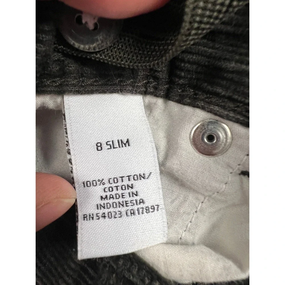 Old Navy Pants Boys 8 Slim Gray Corduroy Straight Leg Adjustable Waist Cotton